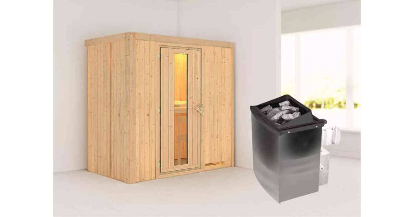 Karibu Sauna Variado + 9kW Saunaofen mit integrierter Steuerung