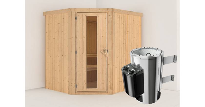 Karibu Sauna Lilja + 3,6kW Saunaofen mit integr. Steuerung