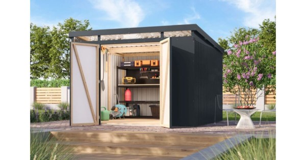 Karibu Metallhaus Iridium 3,5 Anthrazit 290 x 292 cm