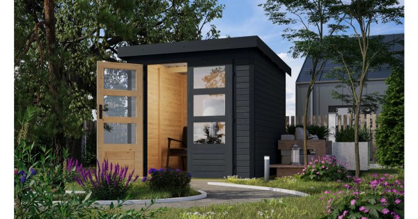 Karibu Hybrid-Gartenhaus Jupiter 2 C Anthrazit 209x213cm