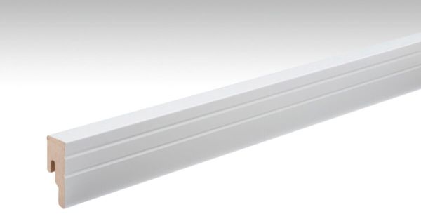 Sockelleiste mit Eckkante mit Fräsung Uni weiß glänzend 50 mm