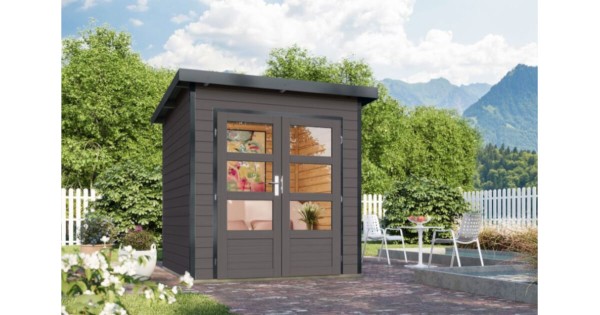 Karibu Hybrid Gartenhaus Pluto 1 B 200,5 x 200,5 cm terragrau