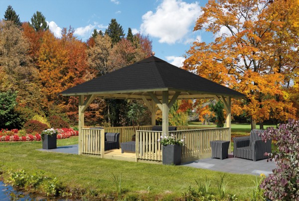 Karibu Pavillon Classic Holm mit Schindeln