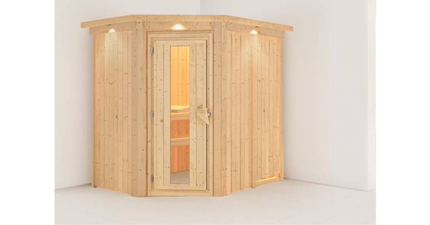 Karibu Sauna Saja mit Dachkranz ohne Ofen