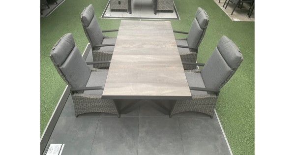 Gartenmöbel Set mit Sincro Ausziehtisch 200/260x100cm und 4x Dining Sessel Komido ähnlich Corido